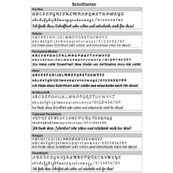 Übersicht verschiedener Schriftarten zur individuellen Gestaltung personalisierter Produkte