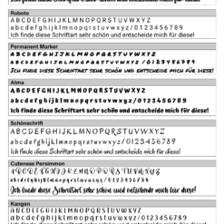 Übersicht verschiedener Schriftarten zur individuellen Gestaltung personalisierter Produkte
