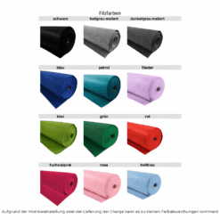 Filzfarben als Rollen – textile Farbkarte zur Auswahl