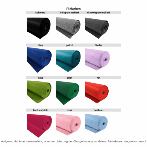 Filzfarben als Rollen – textile Farbkarte zur Auswahl