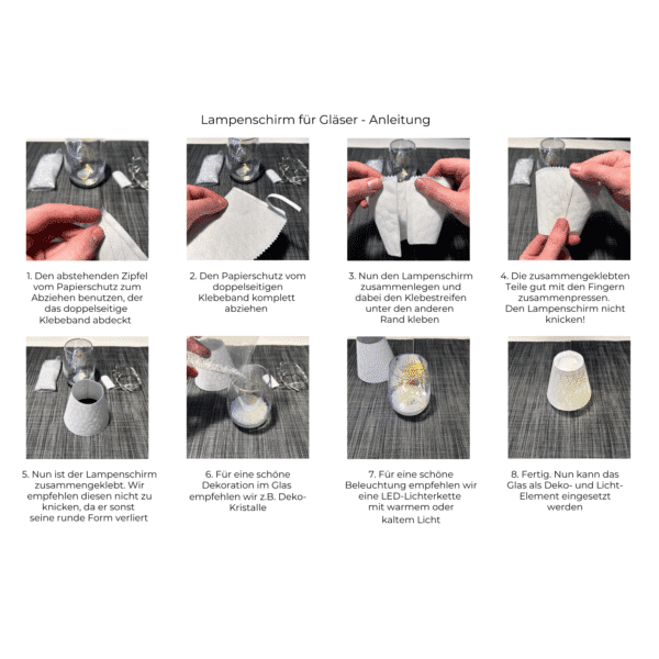 Lampenschirm Weinglas mit Weihnachtsmotiven – Schritt-für-Schritt-Anleitung zum Basteln und Dekorieren.