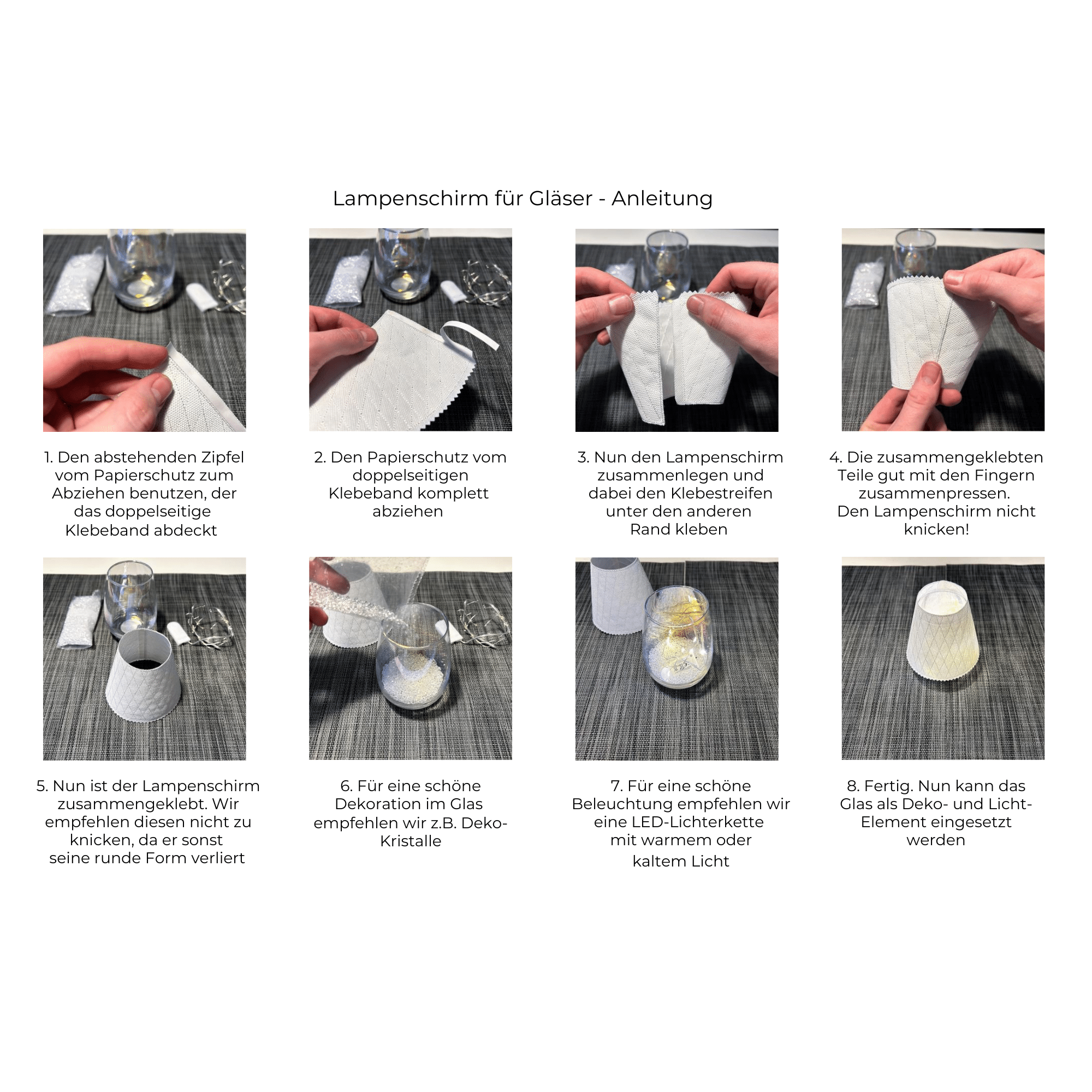 Lampenschirm Weinglas mit Weihnachtsmotiven – Schritt-für-Schritt-Anleitung zum Basteln und Dekorieren.