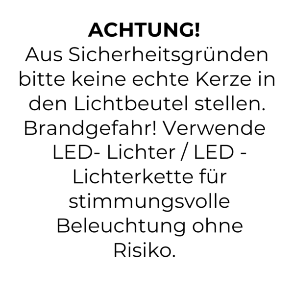 Hinweis zur sicheren Nutzung von Lichtbeuteln mit LED – Lichtbeutel LED Hinweis