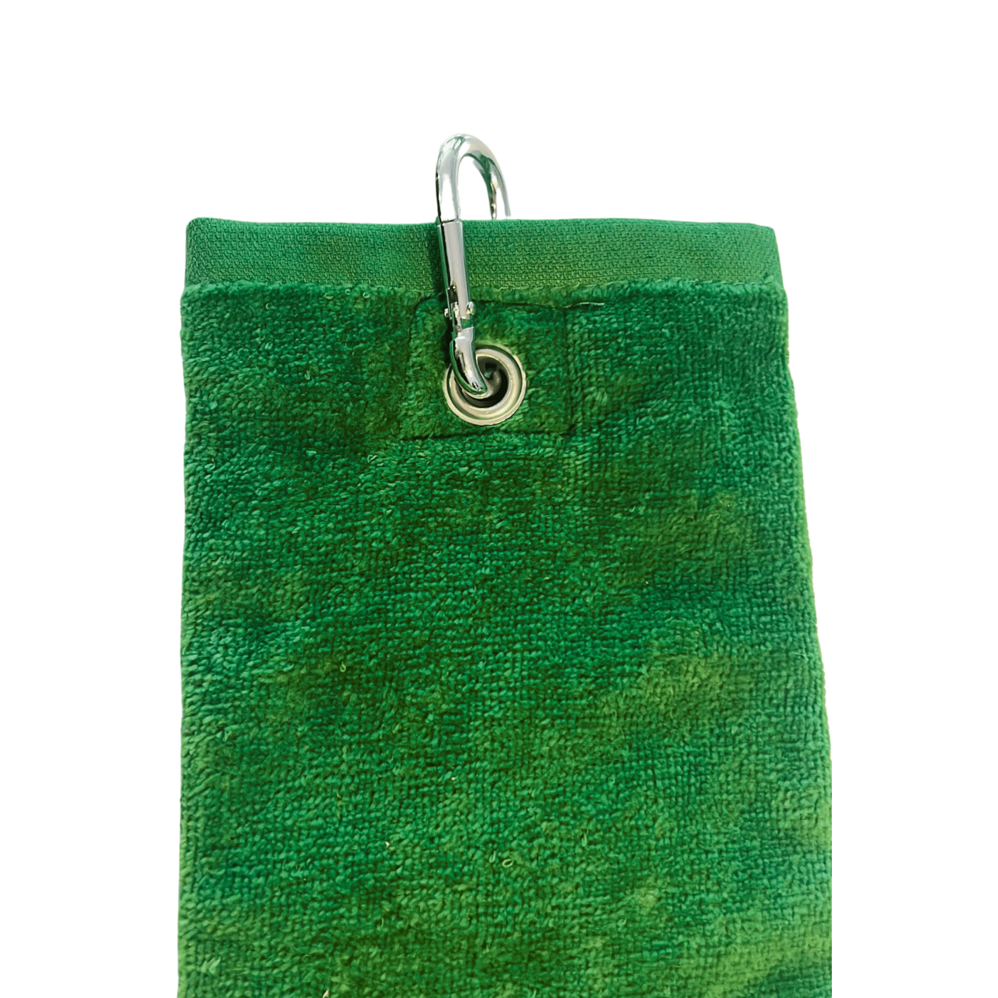 Detailansicht der Aufhängung mit Öse und Karabiner am Pfoten-Handtuch