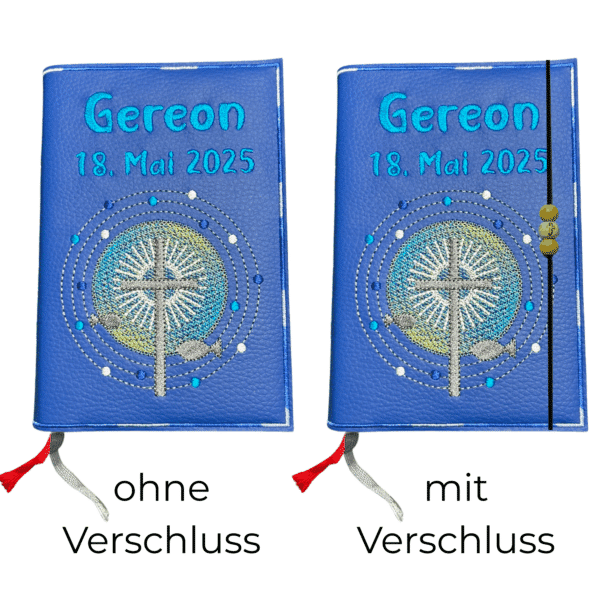 Gotteslobhülle aus Kunstleder im direkten Vergleich - einmal mit Verschluss und einmal ohne