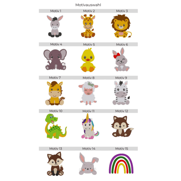 Motivübersicht 1 für personalisiertes besticktes Kapuzenhandtuch für Babys