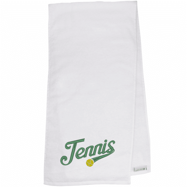 Tennishandtuch mit Motiv & Name: Weißes Tennishandtuch mit grünem