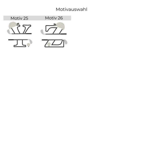 Golfhandtuch mit Golf-Split-Buchstabe – Motivübersicht Y und Z